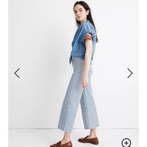 Emmett Wide-Leg Crop Pants in Herringbone Railroad
